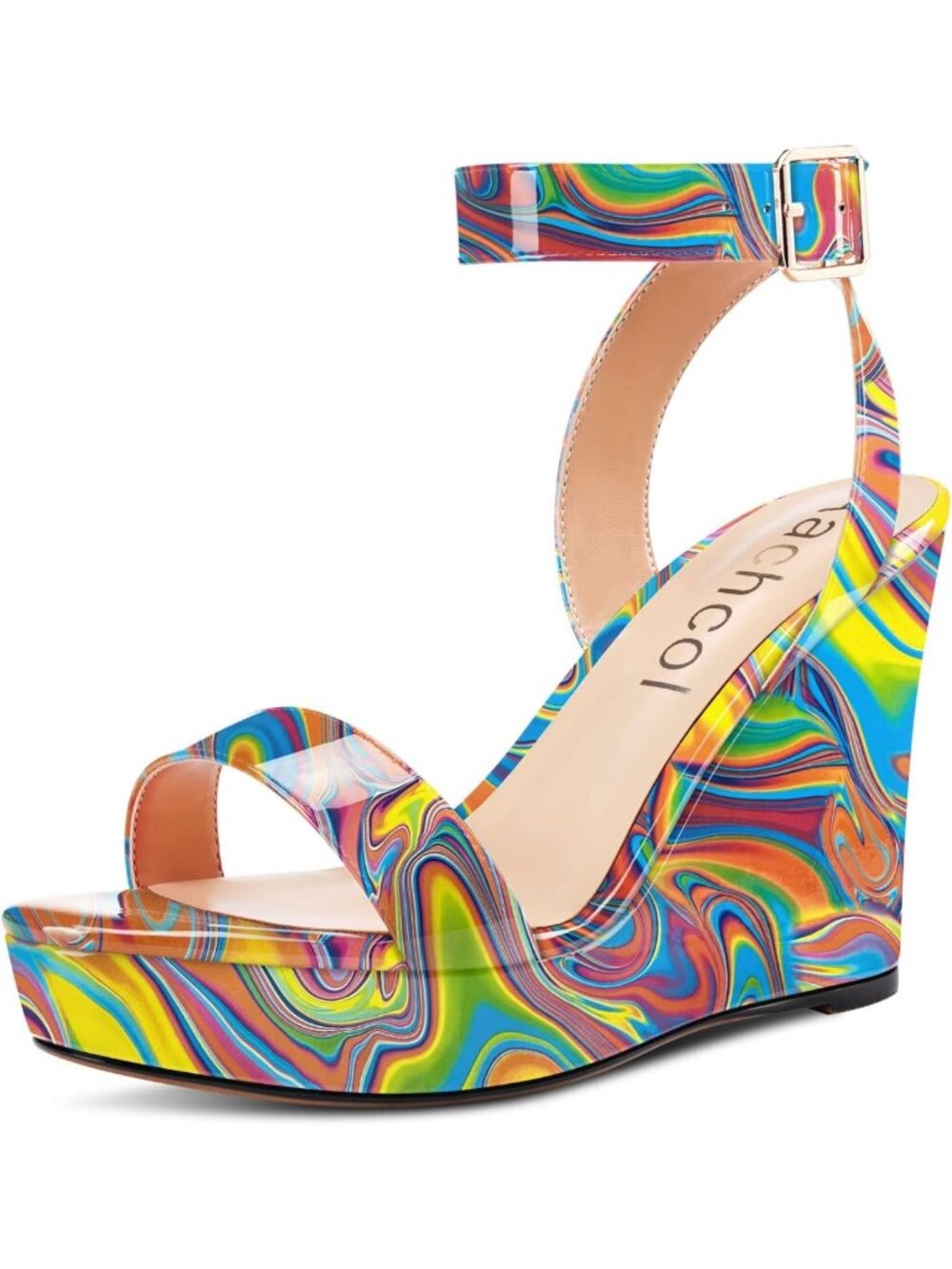 Stylish Women's Platform Wedge Sandals - Peep Toe Ankle Strap, Chunky Block